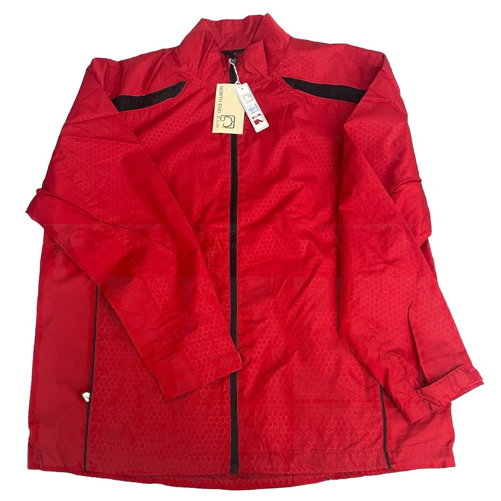 North End Men's Jacket Windbreak Full Zipper Red Size L‎ New